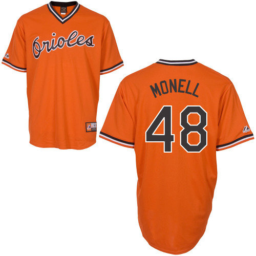 Johnny Monell #48 Youth Baseball Jersey-Baltimore Orioles Authentic Alternate Orange Cool Base MLB Jersey